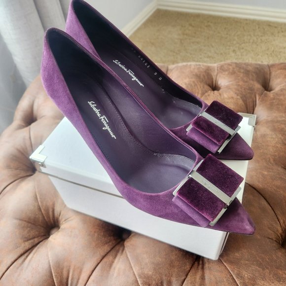 Salvatore Ferragamo pump shoes in wine red. Size 8.5. - Picture 1 of 4